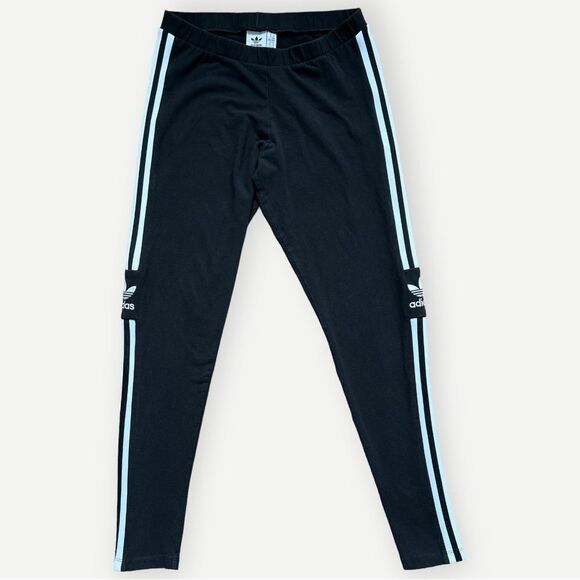 Adidas Originals Black & White Stretchy Logo Trefoil Tights Leggings. Medium. - Picture 3 of 7